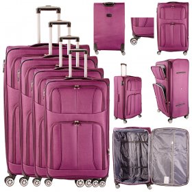 TC-S-02 PURPLE SET OF 4 TRAVEL TROLLEY SUITCASES
