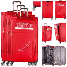 T-SC-03 MAROON SET OF 3 TRAVEL TROLLEY SUITCASES