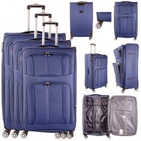 TC-S-02 NAVY SET OF 3 TRAVEL TROLLEY SUITCASES