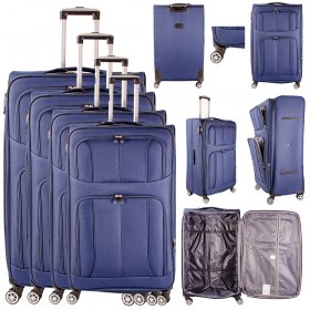 TC-S-02 NAVY SET OF 4 TRAVEL TROLLEY SUITCASES