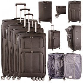 TC-S-02 BLACK SET OF 4 TRAVEL TROLLEY SUITCASES