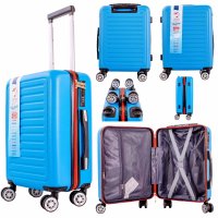 T-HC-US-22 L.BLUE W/ORANGE ZIP CABIN EASYJET TROLLEY SUITCASE