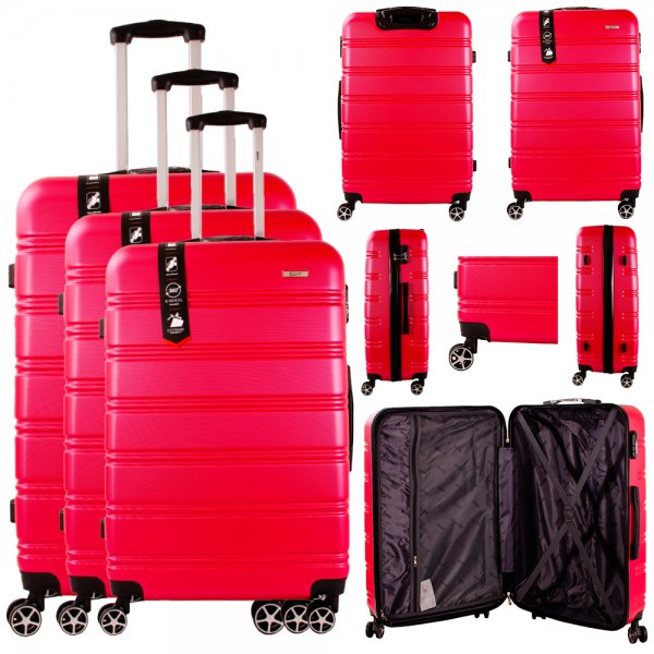 EV-441 FUSHIA PINK SET OF 3 TRAVEL TROLLEY SUITCASES