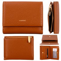7261 TAN PU TRIFOLD WALLET PURSE W/MULTIPLE CARD SECTION