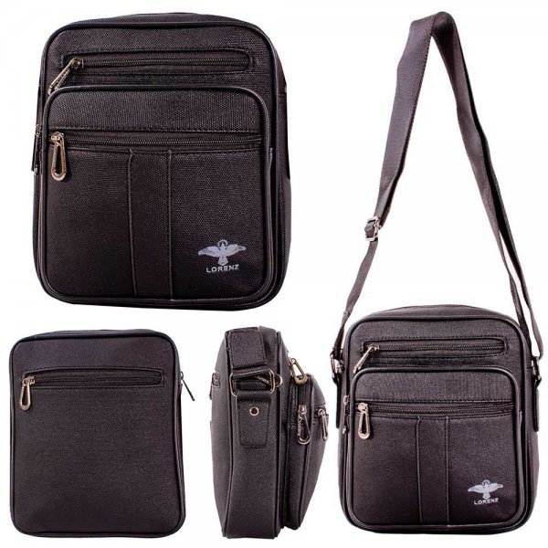 6892 BLACK WVN GRN PU 2/ZIP X-BODY GENTS BAG