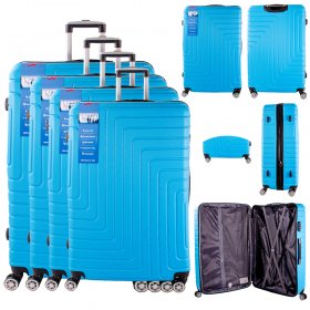 T-HC-10 LIGHT BLUE SET OF 4 TRAVEL TROLLEY SUITCASES