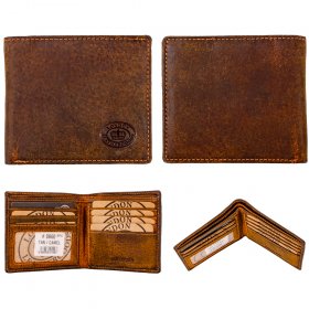 0860 TAN/CAMEL RFID HUNTER LEATHER WALLET W/NOTE & C.CARD SEC
