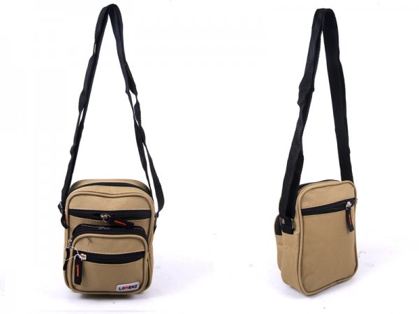 2570 KHAKI Small Unisex Polyester Bag With 5 Zips