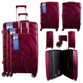 T-HC-PP04 RED SET OF 3 TRAVEL TROLLEY SUITCASE