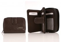 3704 BROWN RFID - Twin Zip Cw Hide Purse Wallet with Tab