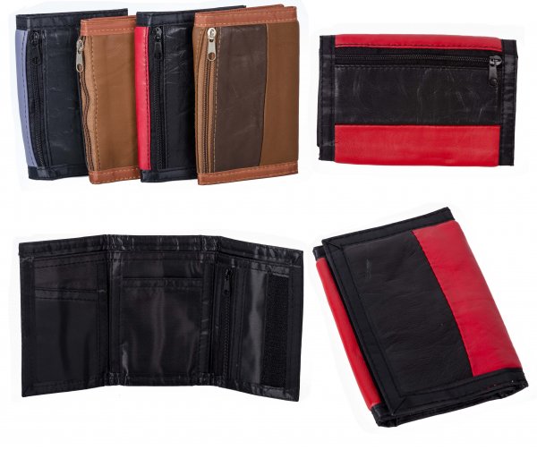 1893 RED MULTI S.NAPPA TRI FOLD WALLET ZIP