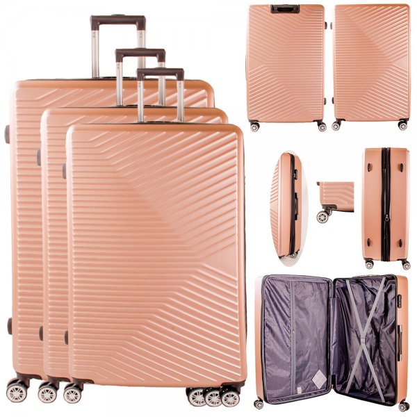 T-HC-11 ROSE GOLD SET OF 3 TRAVEL TROLLEY SUITCASE