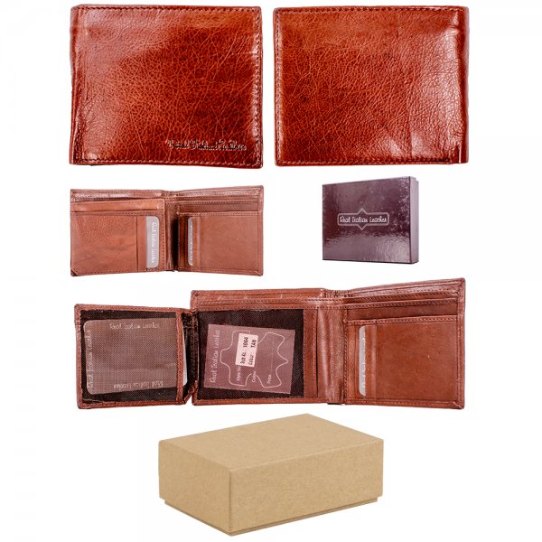 1064 TAN RFID ITALIAN LEATHER WALLET BOX OF 12