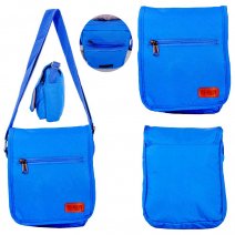 LL-256 BLUE POLYESTER X-BODY SHOULDER BAG W/4 ZIPS