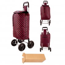 ST204 PINK DOTS 4-WHEEL BOX OF 10 SHOPPING TROLLEY