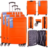 T-HC-24 ORANGE SET OF 3 TRAVEL TROLLEY SUITCASE