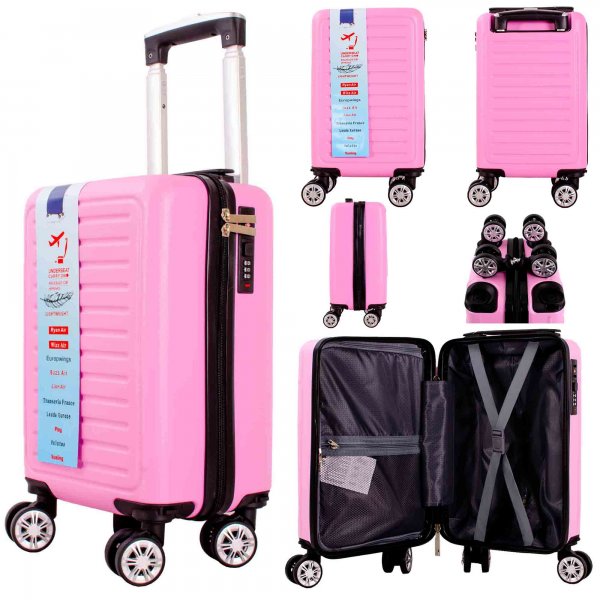 T-HC-US-15 PINK 15.7'' UNDER-SEAT CABIN-SIZE TRAVEL TROLLEY