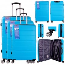 T-HC-24 LIGHT BLUE SET OF 3 TRAVEL TROLLEY SUITCASE