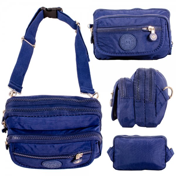 LL-245 NAVY BUM/SHOULDER BAG W/4 ZIP POCKETS