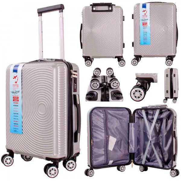 T-HC-US-1830 SILVER CABIN-SIZE EASYJET TRAVEL TROLLEY SUITCASE