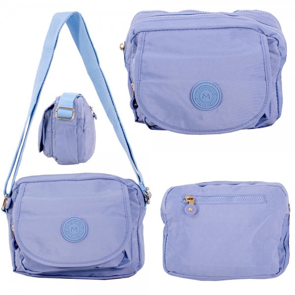 LL-248 BLUE X-BODY 4 ZIP SHOULDER BAG