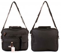 2578 Lrg Twin Top Zip Polyester Bag, 3 Frnt Zip BLACK