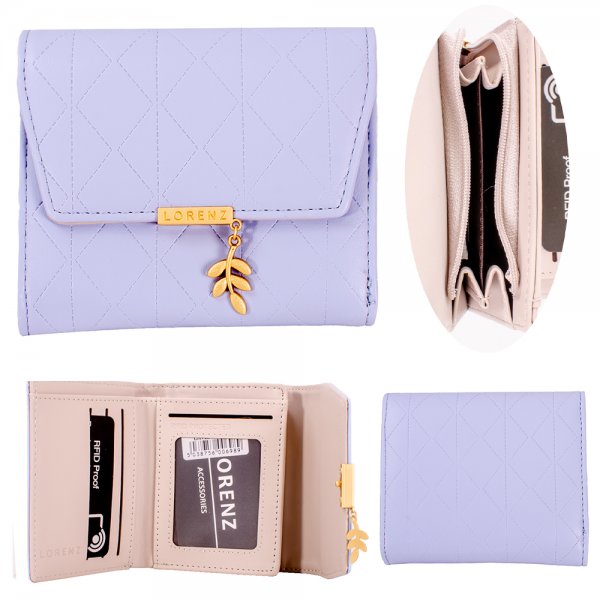 7257 LAVENDER BLUE SMALL QUILTED EFFECT PU RFID PURSE