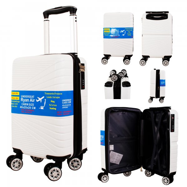 T-HC-US-1611 WHITE 15.7'' UNDER-SEAT CABIN-SIZE TROLLEY SUITCASE