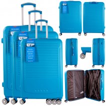 T-HC-16 GREEN SET OF 3 TRAVEL TROLLEY SUITCASE