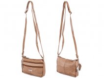 3772 TAN SMALL TRIPLE ZIP COW HIDE BAG