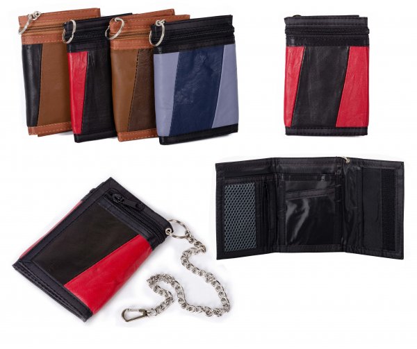 1894 RED MULTI S.NAPPA TRIFOLD WALLET W/CHAIN