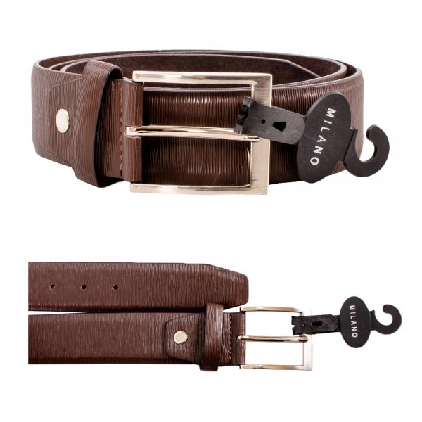 2765 BROWN 1.5'' MEDIUM WOOD EMBOSSED W/SILVER BUCKLE BELT