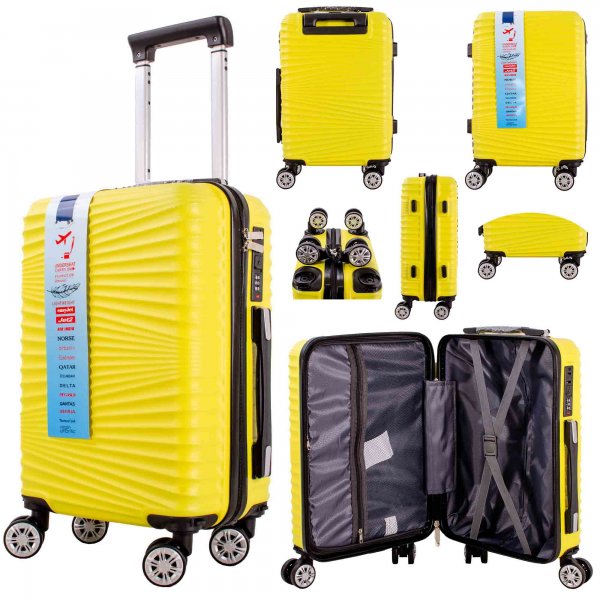 T-HC-US-16 YELLOW CABIN-SIZE TRAVEL TROLLEY SUITCASE