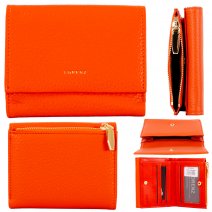 7261 ORANGE PU TRIFOLD WALLET PURSE W/MULTIPLE CARD SECTION