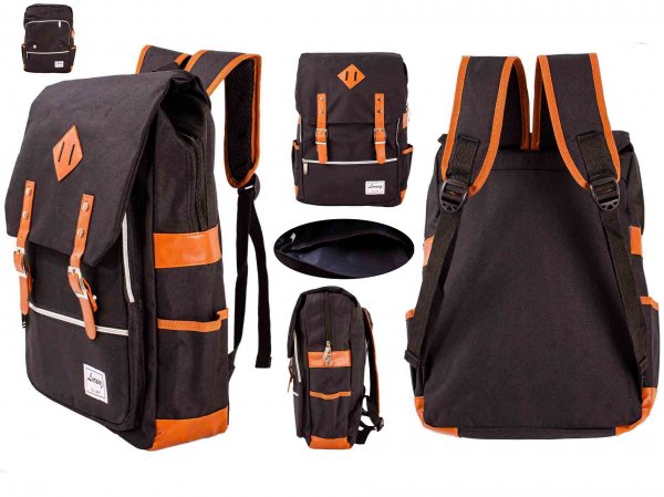 2595 BLACK/BROWN BACKPACK WITH 16'' LAPTOP SLEEVE