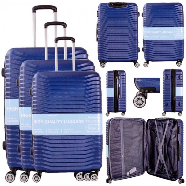 T-HC-26 NAVY SET OF 3 TRAVEL TROLLEY SUITCASE