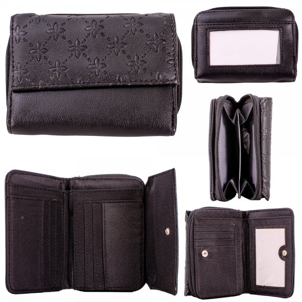 JBPS212 BLACK PU PURSE W/MULTIPLE CARD SLOTS