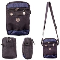 LL-259 BLACK/NAVY POLYESTER 4 ZIP X-BODY BAG