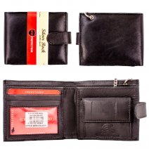 CW4 BLACK RFID LEATHER WALLET WITH CHAIN