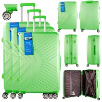 T-HC-15 LIME GREEN SET OF 3 TRAVEL TROLLEY SUITCASE