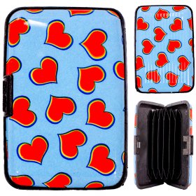 0002 SKY BLUE RED/HEART MULTIPLE CARD HOLDER