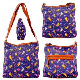 HG-G-FP-51 PURPLE W/BIRDS FASHION SHOULDER BAG