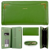 7265 GREEN LARGE PU WALLET PURSE W/MULTIPLE CARD SECTION