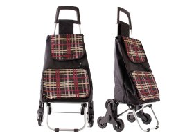 6960/S RED CHECKERED SHOPPING TROLLEY