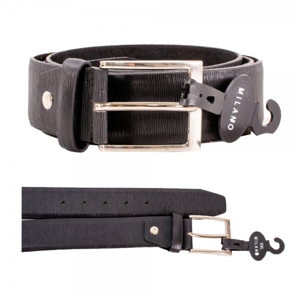 2765 BLACK 1.5'' XL WOOD EMBOSSED W/SILVER BUCKLE BELT