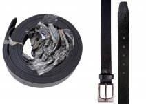 2736 Black dozen 1.25” Lthr Grn Belt w Brshed gun Metal