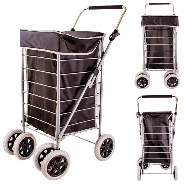 ST-SIX-01 BLACK 6-WHEEL SHOPPING TROLLEY