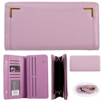 7265 DUSTY LILAC LARGE PU WALLET PURSE W/MULTIPLE CARD SECTION