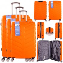 T-HC-25 ORANGE SET OF 3 TRAVEL TROLLEY SUITCASE