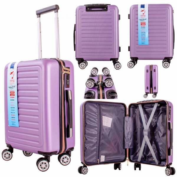 T-HC-US-22 PURPLE W/BEIGE ZIP CABIN EASYJET TROLLEY SUITCASE